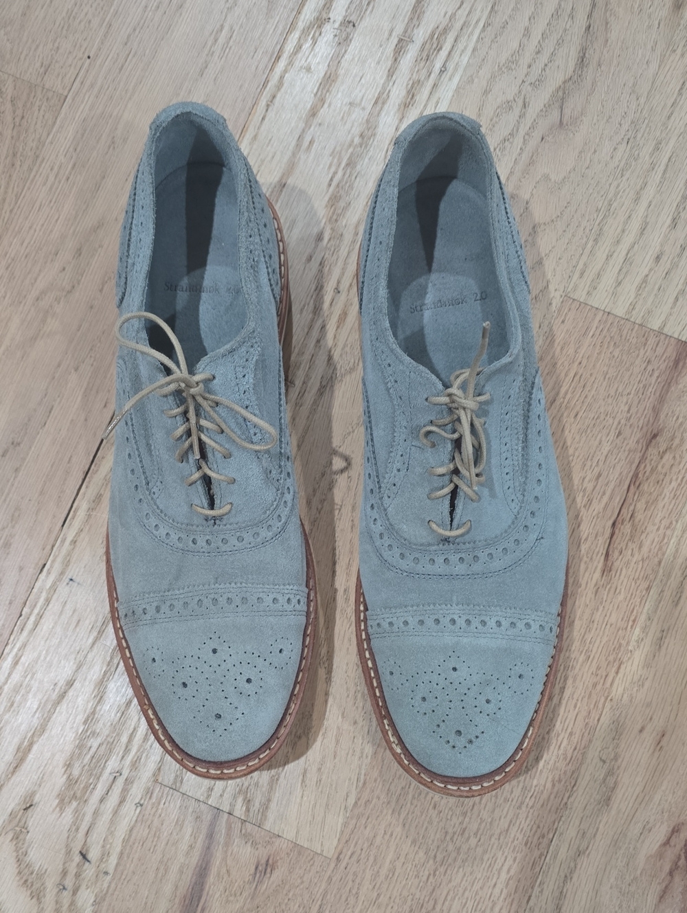 Allen Emonds size 11 strandmok Gray suede leather cap toe oxfords dress shoes 11